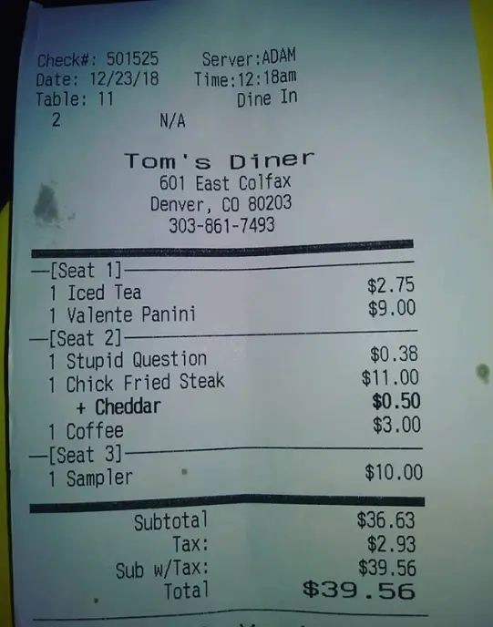 مطعم أمريكي يغرّم الزبائن المتطفلين مقابل أسئلتهم الغبية مطعم أمريكي يغرّم الزبائن المتطفلين مقابل أسئلتهم الغبية