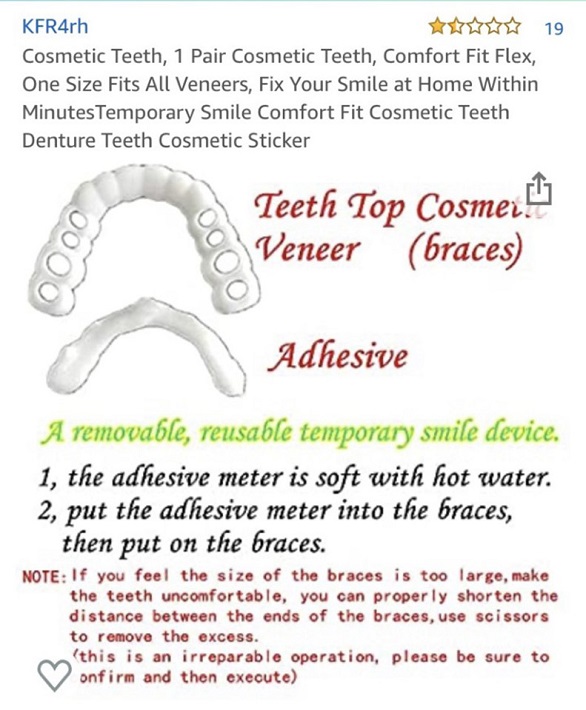 اشترت أسناناً صناعية من أمازون وهذا ما حصلت عليه اشترت أسناناً صناعية من أمازون وهذا ما حصلت عليه