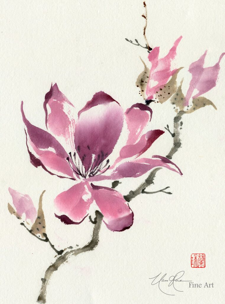 رسمة زهور صينية رقيقة