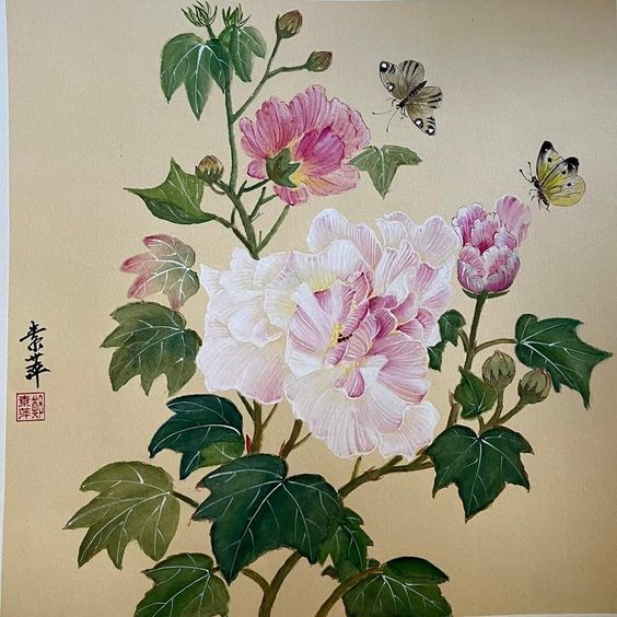 رسمة زهور صينية معبرة