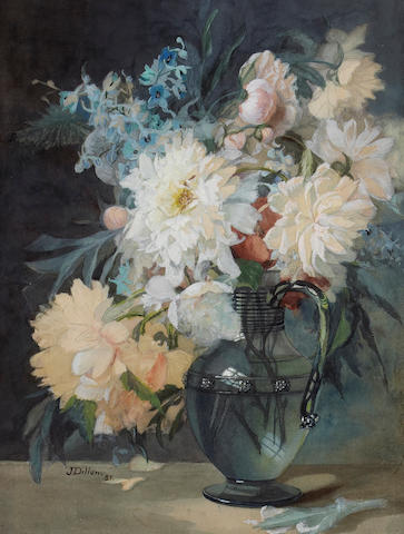 لوحة أزهار داخل زهرية للرسامة الأمريكية جوليا ديلون